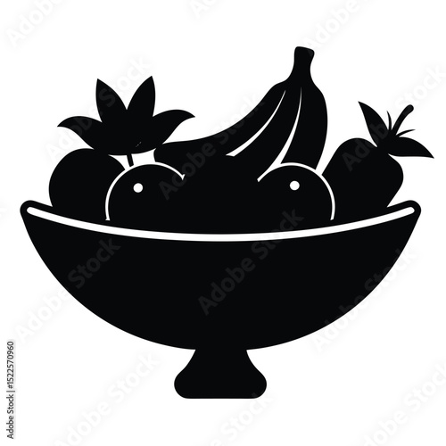Fruit bowl vector graphic illustration healthy food design silhouette