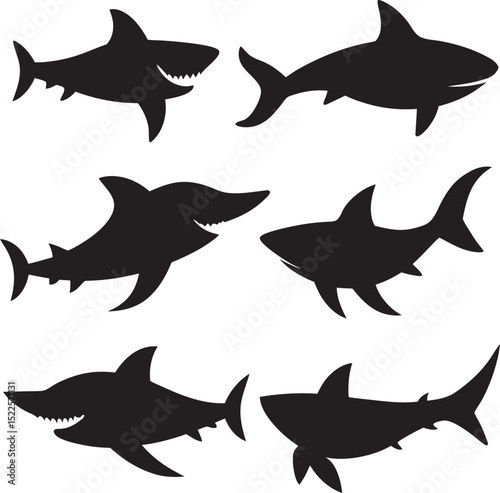 set of fish silhouettes