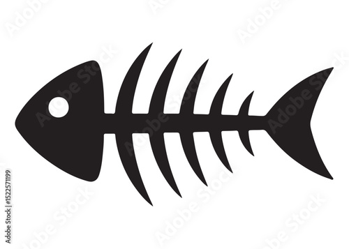 fish bone logo silhouette vector illustration, fish skeleton logo icon silhouette, fishbone silhouette swimming vector illustration, skeleton of fish vector silhouette logo design on white background