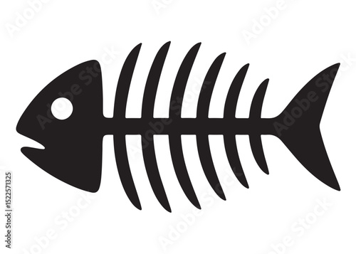 fish bone logo silhouette vector illustration, fish skeleton logo icon silhouette, fishbone silhouette swimming vector illustration, skeleton of fish vector silhouette logo design on white background