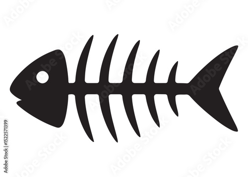 fish bone logo silhouette vector illustration, fish skeleton logo icon silhouette, fishbone silhouette swimming vector illustration, skeleton of fish vector silhouette logo design on white background