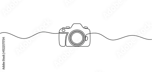 Single Line Drawing of a DSLR Camera with Wave