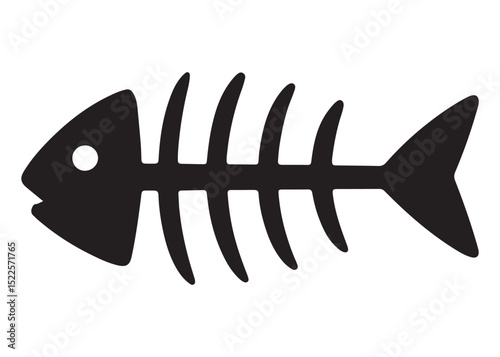 fish bone logo silhouette vector illustration, fish skeleton logo icon silhouette, fishbone silhouette swimming vector illustration, skeleton of fish vector silhouette logo design on white background