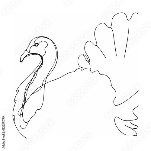 Elegant line art depicting a graceful swan in a simple and artistic minimalist style