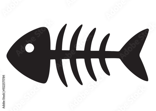 fish bone logo silhouette vector illustration, fish skeleton logo icon silhouette, fishbone silhouette swimming vector illustration, skeleton of fish vector silhouette logo design on white background
