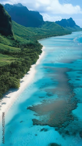 Wallpaper Mural Tropical Island Coastline with Turquoise Lagoon
 Torontodigital.ca