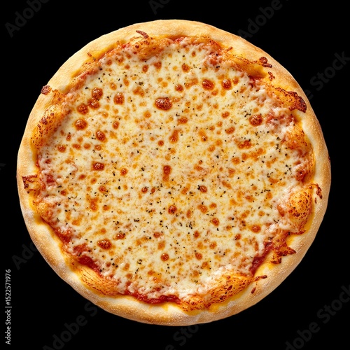 Cheese pizza, studio shot, top view, isolated on transparent background, png, delicious cheesy pizza