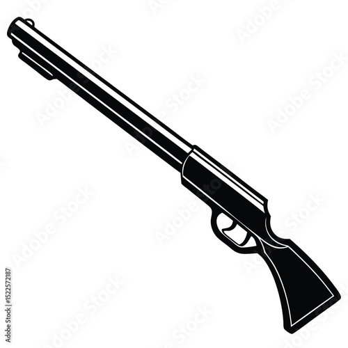 Vector illustration of a black and white rifle firearm gun silhouette