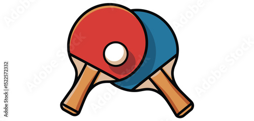 Pair of Ping Pong Paddles Cartoon Illustration