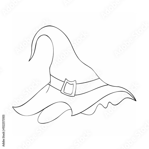 Simple outline drawing of a witch hat for halloween designs and festive illustrations