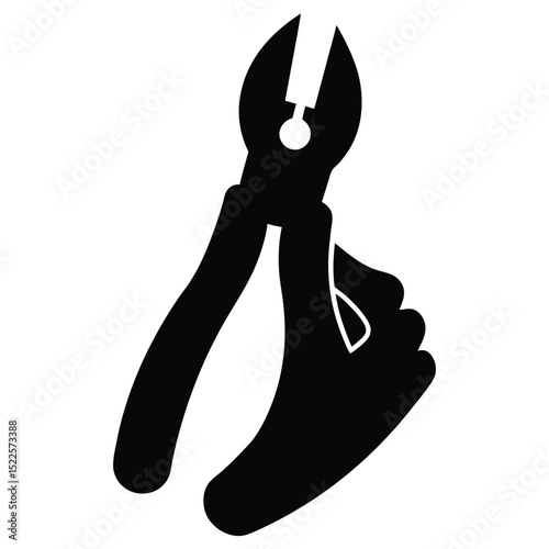 Pliers hand tool vector illustration black and white art silhouette