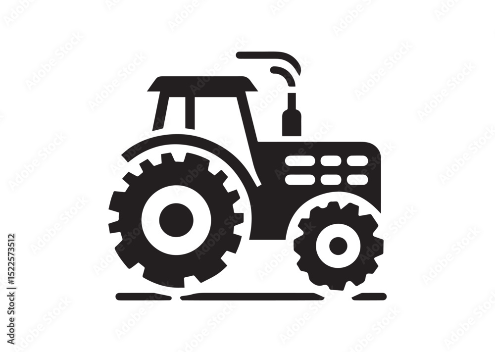 Obraz premium Tractor Icon, Tractor Silhouette Black vector white background