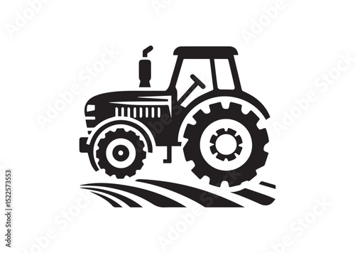 Tractor Icon, Tractor Silhouette Black vector white background