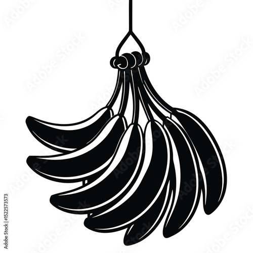 Banana bunch vector illustration fruit monochrome drawing silhouette