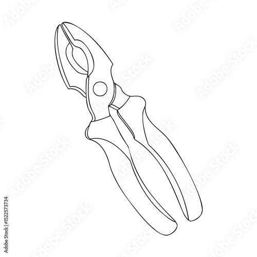 Detailed outline illustration of a pair of wire cutting pliers isolated on white background