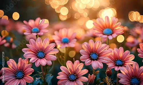 Pink Osteospermum Flowers in Golden Sunset Light