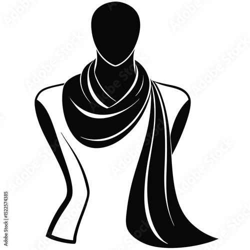 Scarf on mannequin fashion accessory vector illustration silhouette