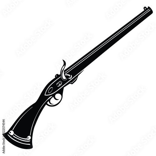 Antique firearm illustration black and white vector design silhouette