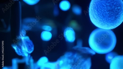 Hyper-detailed scene of CRISPR gene editing in action. Surgical lighting illuminates the microscopic environment. Glowing molecules float and interact in a lab simulation