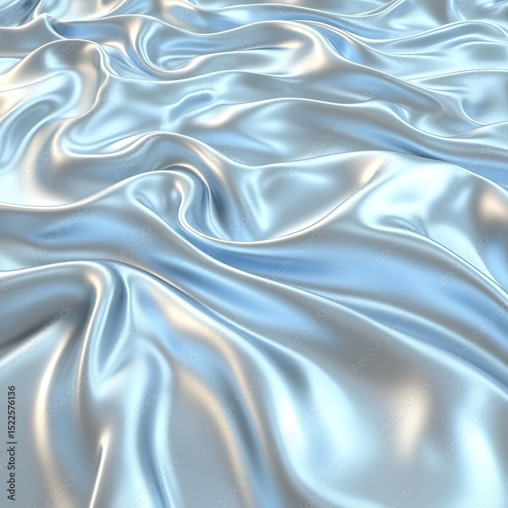 Fototapeta premium Shiny fabric gently flowing across a soft and light surface
