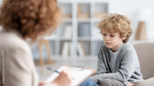 Child in therapy session with psychologist
