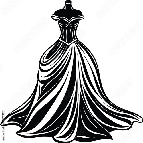 Gown vector illustration elegant dress design silhouette art