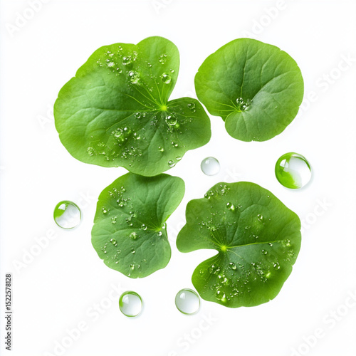 close up of Centella Asiatica on white background