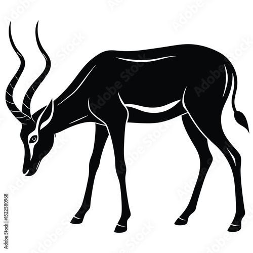 Sable antelope vector illustration black and white design silhouette