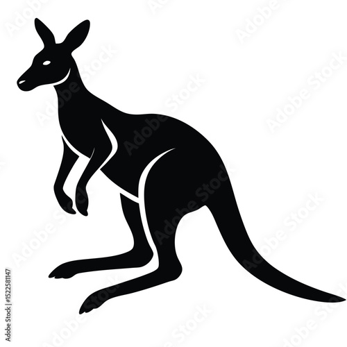 Kangaroo black silhouette illustration vector image art