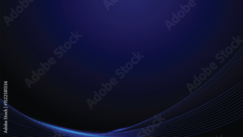 Abstract Dark Blue Background With Glowing Wave Pattern