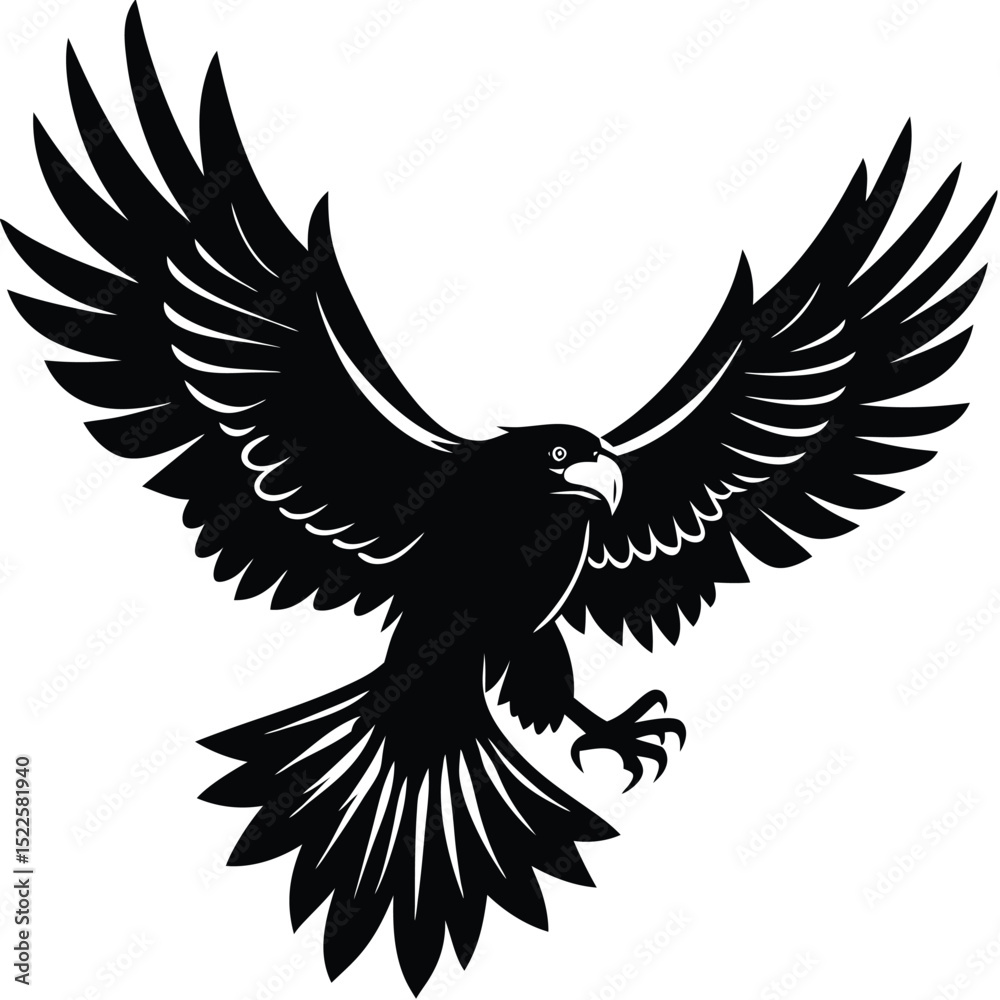Obraz premium Eagle vector design illustration black and white graphic art silhouette