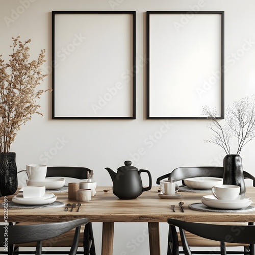 Cozy Scandinavian Dining Area with Warm Textures and Natural Light for Inviting Meals, kitchen table and chairs