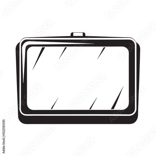 Vintage metal lunchbox in black and white with empty interior  