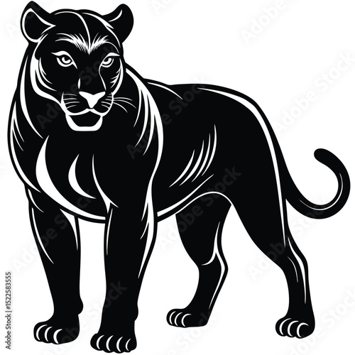 Black panther vector illustration predatory animal design silhouette