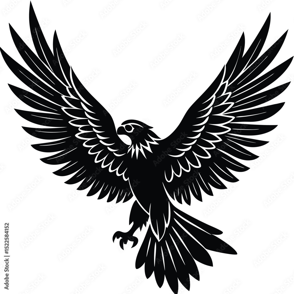 Obraz premium Eagle vector illustration black and white graphic design silhouette