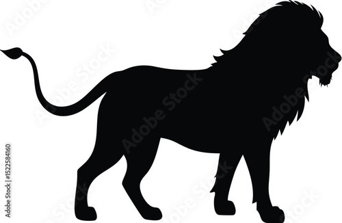 Majestic lion silhouette symbolizing power and strength standing tall against a white backdrop in