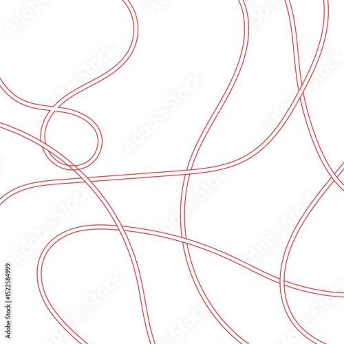 Thread line seamless pattern. Curvy intersections of ropes in organic smooth print. Abstract squiggly modern background with continuous lines. EPS 10 . 