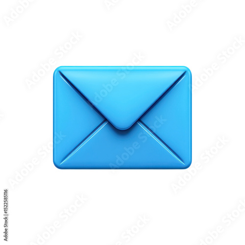 Azure Email Icon 3D Render Communication Correspondence Message Mail on transparent background