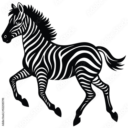 Zebra illustration black and white running animal graphic silhouette