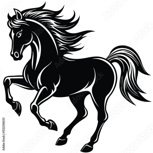 Black horse illustration running stallion vector graphic art silhouette