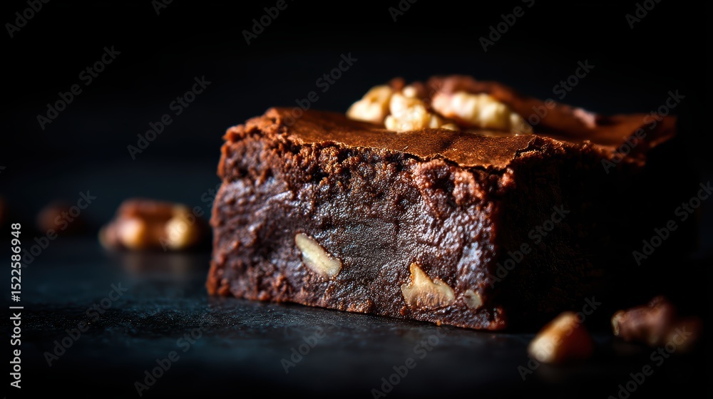 © Marina - fudgy chocolate brownie with walnut topping, dramatic shadows and detail