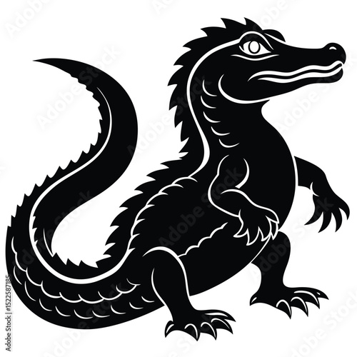 Wallpaper Mural Vector illustration of a black and white cartoon alligator silhouette Torontodigital.ca