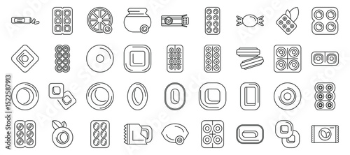 Throat lozenges icons set. Refreshing icons showcasing various cough drops, lozenges, and breath mint forms, soothing sore throats and freshening breath