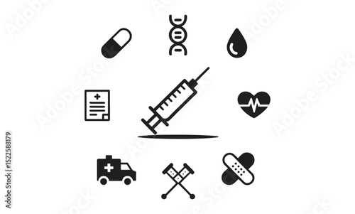 set of black and white silhouettes of a black and white vector