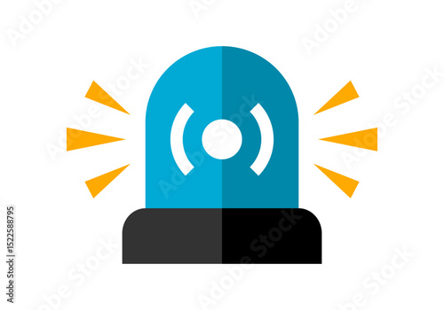 Blue alarm siren emergency fighing light icon flat vector design