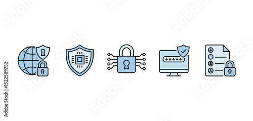Cybersecurity icons global protection data security and privacy