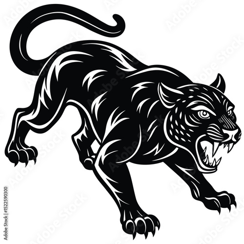 Black panther vector illustration design animal drawing art silhouette