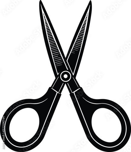 Scissors silhouette vector icon in black design for cutting tool  stationery element for crafting, tailoring, and office