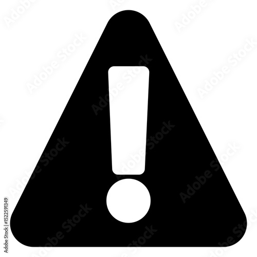 Black and white warning sign with an exclamation point. The sign is triangular in shape