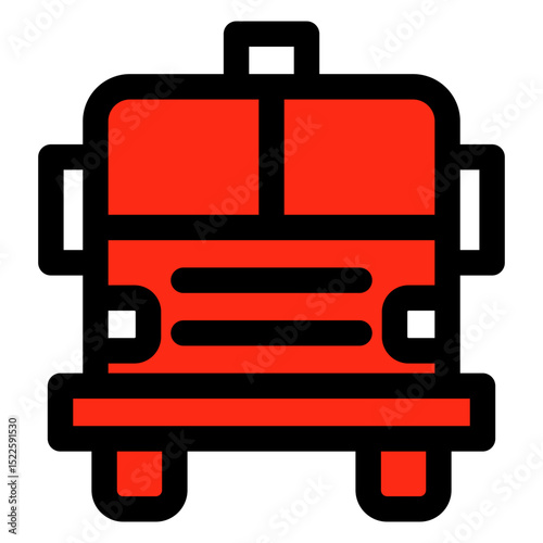 Black and white drawing of a fire truck. The truck is parked and has a fire hydrant on top